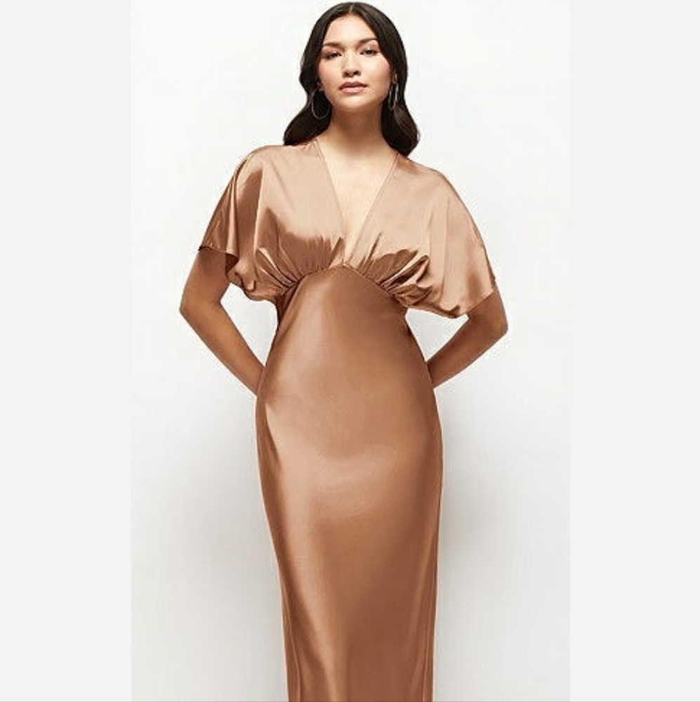 Dress Forum Brown V-Neck Dolman Sleeve Maxi Gown